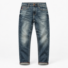 Stonewashed tapered cotton blend jeans in stonewashed blue, product cover