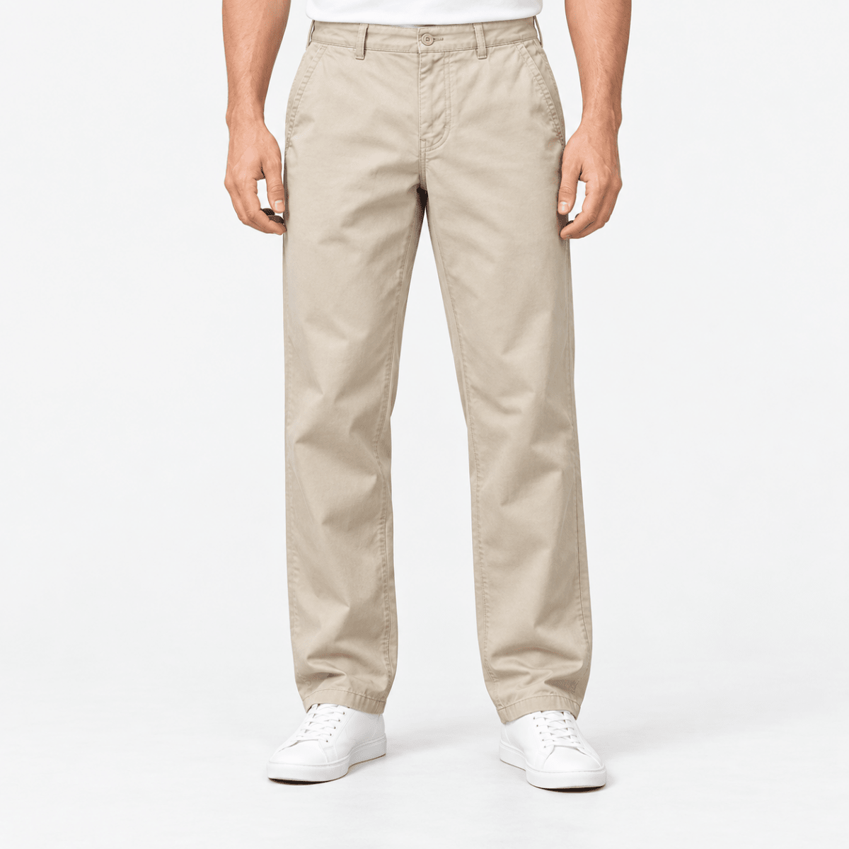 Straight leg cotton utility trousers - AntoniosClothing - Light khaki