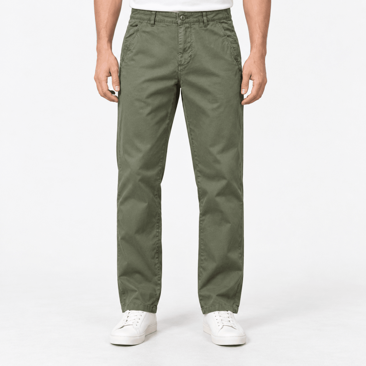 Straight leg cotton utility trousers - AntoniosClothing - Army green