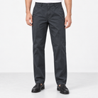 Straight leg cotton utility trousers in dark gray, front view on a model