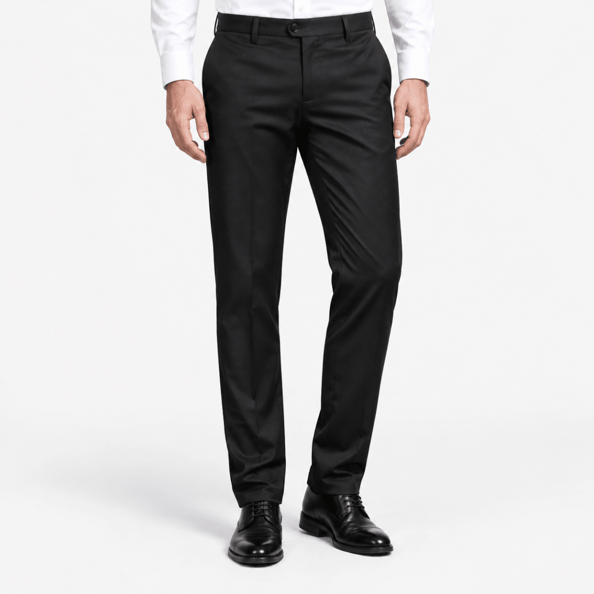 Straight leg stretch trousers - AntoniosClothing - Black