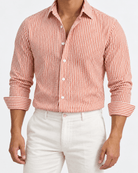 Streetwear summer long-sleeve shirt with stripes - AntoniosClothing - Orange