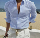 Streetwear summer long - sleeve shirt with stripes - Antonios