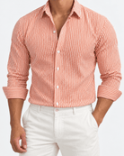 Streetwear summer long-sleeve shirt with stripes - AntoniosClothing - Orange