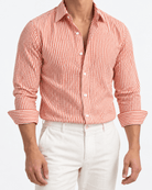 Streetwear summer long-sleeve shirt with stripes - AntoniosClothing - Orange