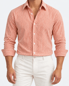 Streetwear summer long-sleeve shirt with stripes - AntoniosClothing - Orange