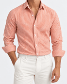 Streetwear summer long-sleeve shirt with stripes - AntoniosClothing - Orange