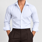 Stretch striped dress shirt - AntoniosClothing - White