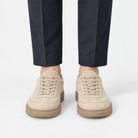Suede cupsole sneakers with tonal laces - AntoniosClothing - Sand