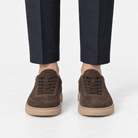 Suede cupsole sneakers with tonal laces - AntoniosClothing - Dark brown