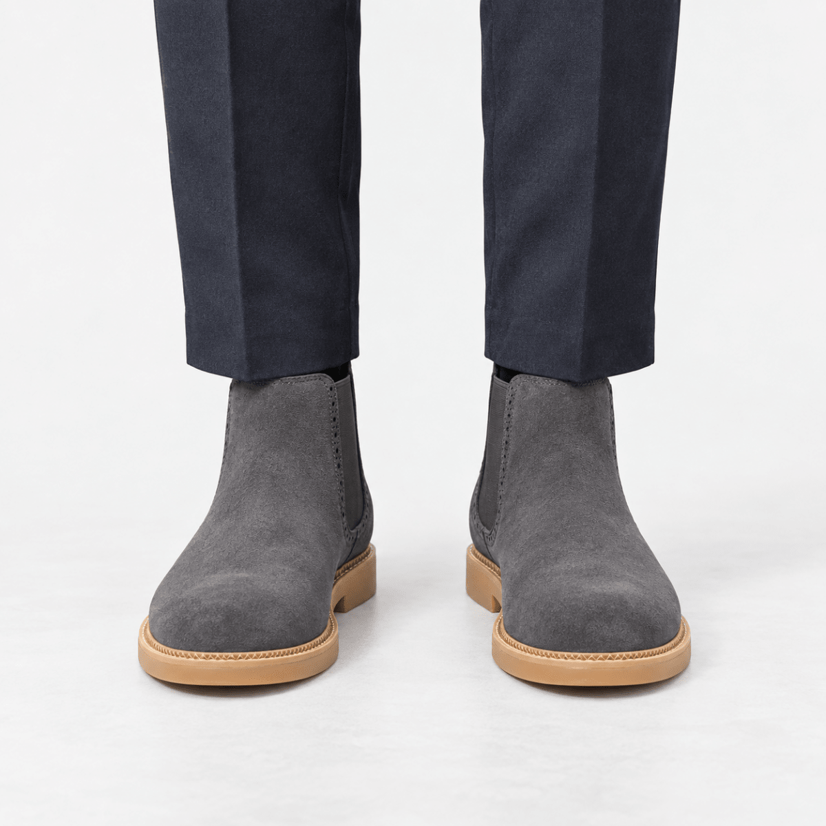 Suede finish leather chelsea boots - AntoniosClothing - Gray