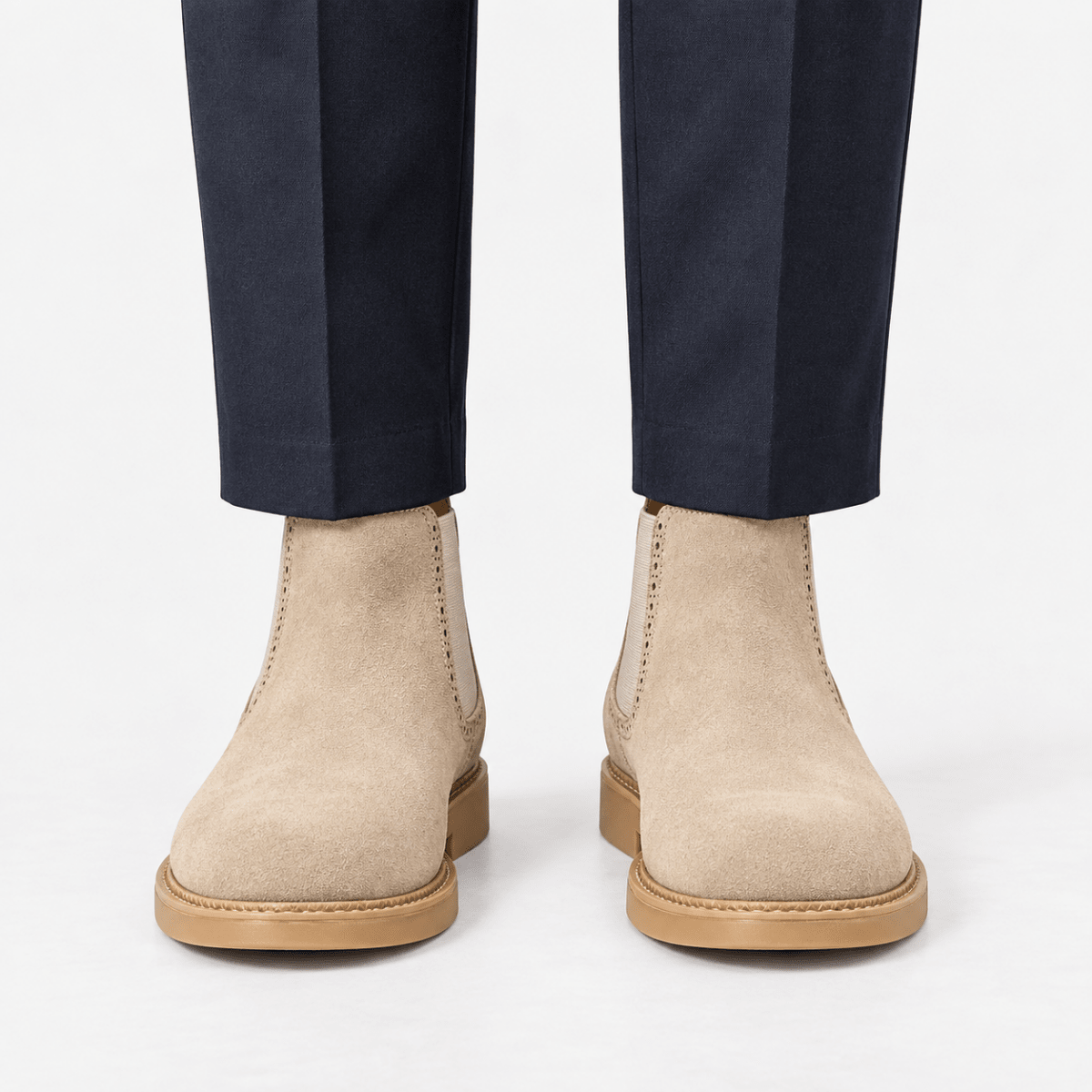 Suede finish leather chelsea boots - AntoniosClothing - Beige