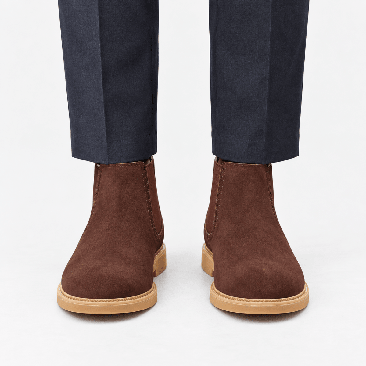 Suede finish leather chelsea boots - AntoniosClothing - Brown