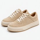 Suede panel low top sneakers - AntoniosClothing - Beige