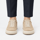 Suede panel low top sneakers - AntoniosClothing - Beige