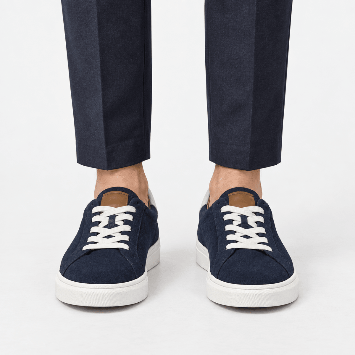 Suede sneakers with contrast heel tabs - AntoniosClothing - Navy
