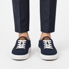 Suede sneakers with contrast heel tabs - AntoniosClothing - Navy