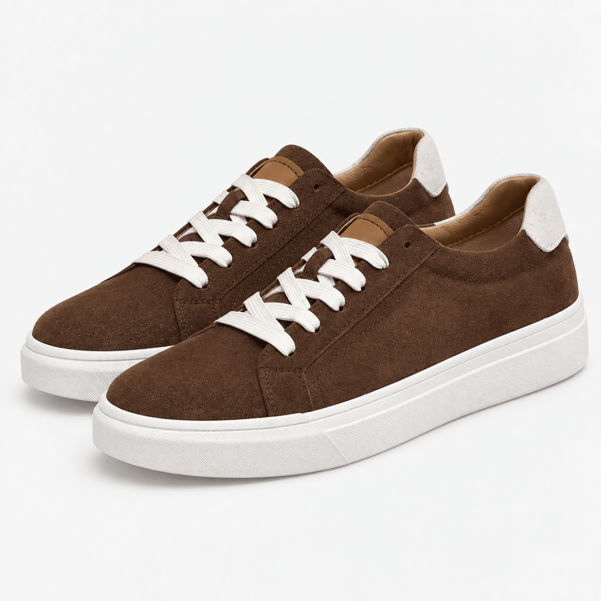 Suede sneakers with contrast heel tabs - AntoniosClothing - Brown