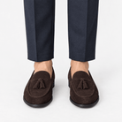 Suede tassel loafers with rubber soles - AntoniosClothing - Dark brown