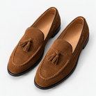 Suede tassel loafers with rubber soles - AntoniosClothing - Tan