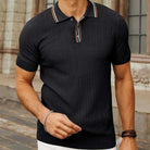 Summer knit regular polo t-shirt - Black - Antonios