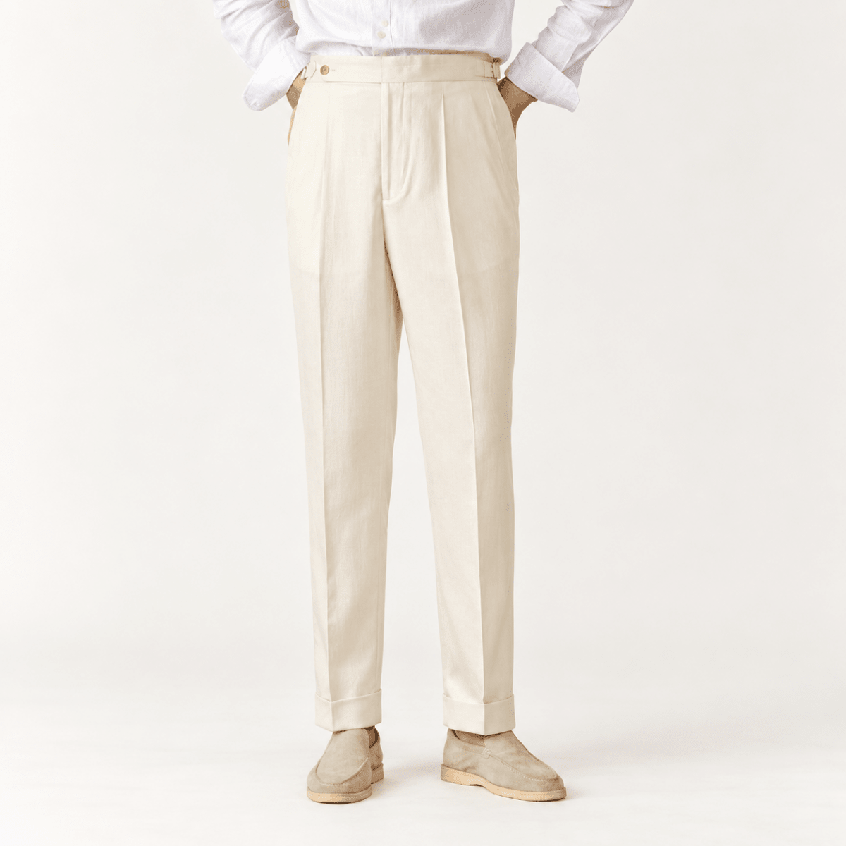 Summer straight fit elegant trousers - AntoniosClothing - White