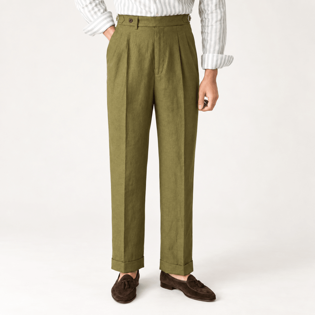 Summer straight fit lightweight trousers - AntoniosClothing - Army green