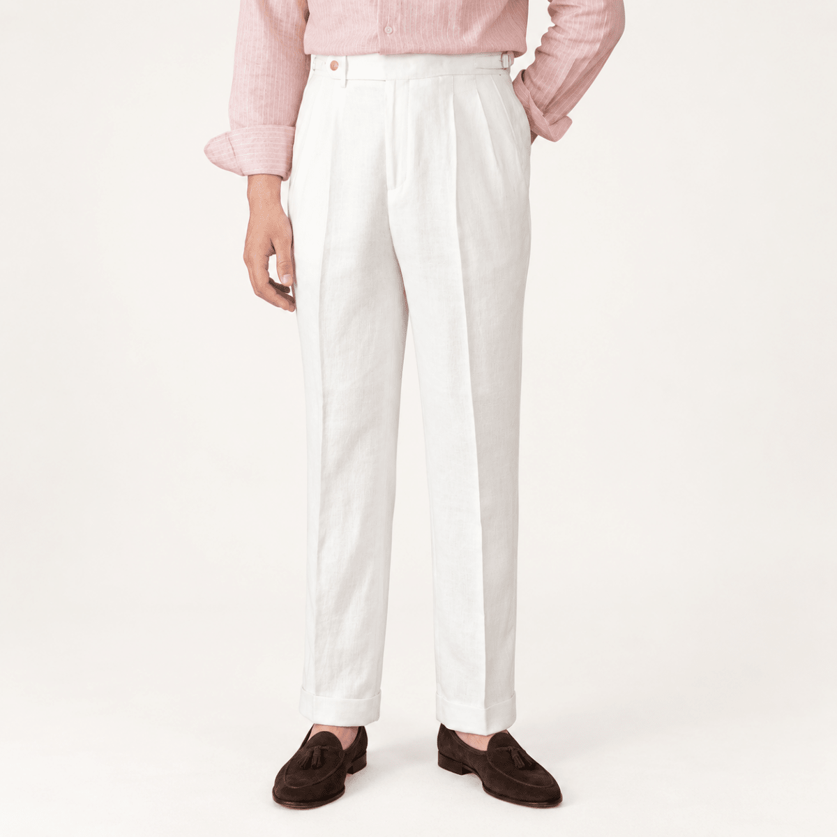 Summer straight fit lightweight trousers - AntoniosClothing - White