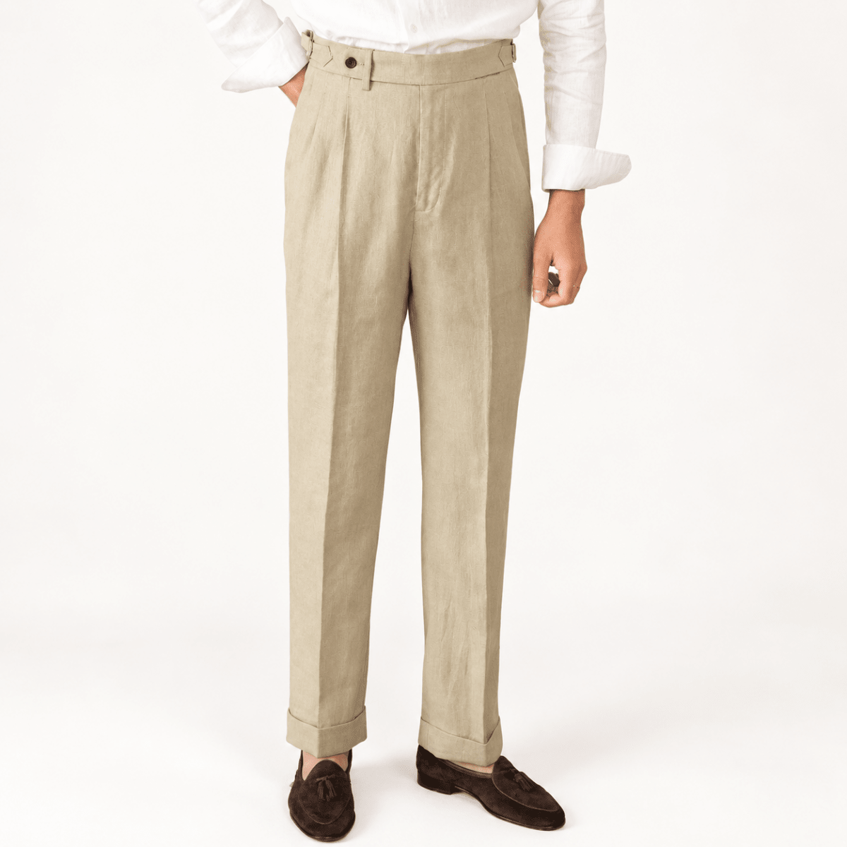 Summer straight fit lightweight trousers - AntoniosClothing - Khaki