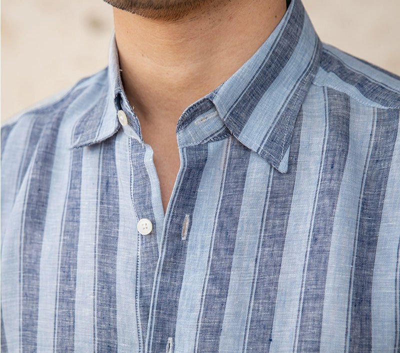 Summer thin linen strip casual shirt - Antonios