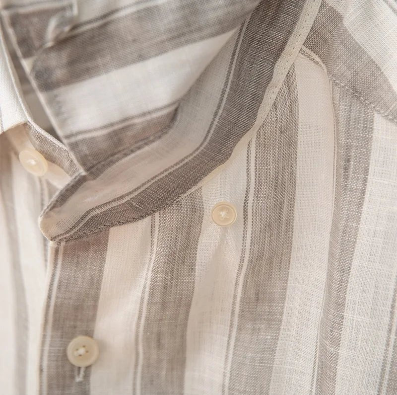 Summer thin linen strip casual shirt - Antonios