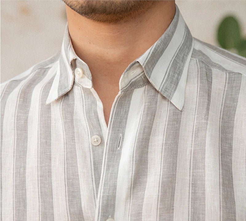 Summer thin linen strip casual shirt - Antonios