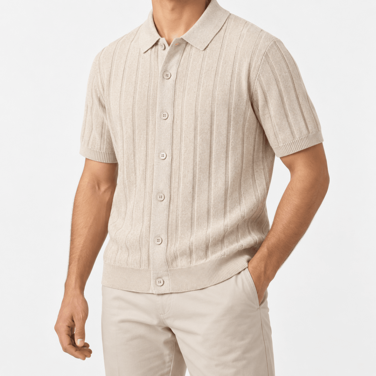 Summer vintage gentleman polo shirt - AntoniosClothing - Khaki
