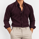 Textured cotton long sleeve shirt - AntoniosClothing - Purple