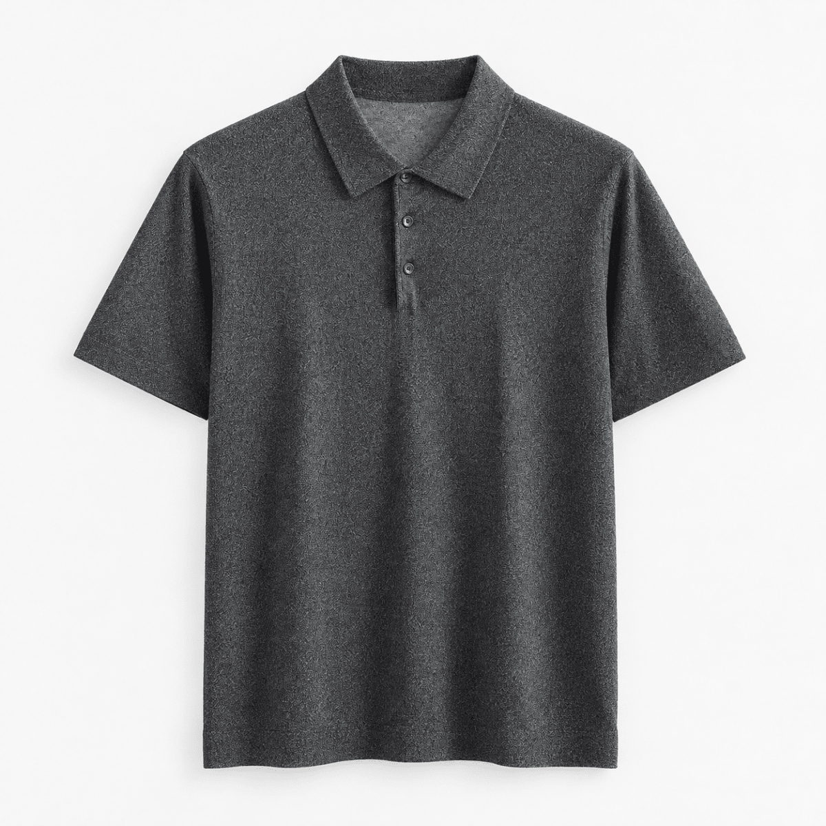 Textured lyocell short sleeve knit polo - AntoniosClothing - Charcoal