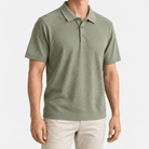 Textured lyocell short sleeve knit polo - AntoniosClothing - Sage green