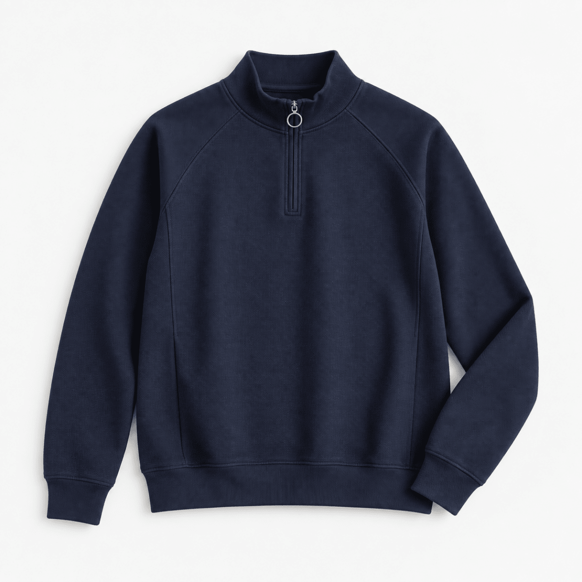 Textured quarter zip sweatshirt with raglan sleeves - AntoniosClothing - Navy blue