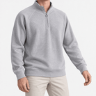 Textured quarter zip sweatshirt with raglan sleeves - AntoniosClothing - Light gray