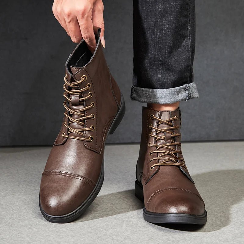 dress boots for winter men Side zip ankle dress winter boots men