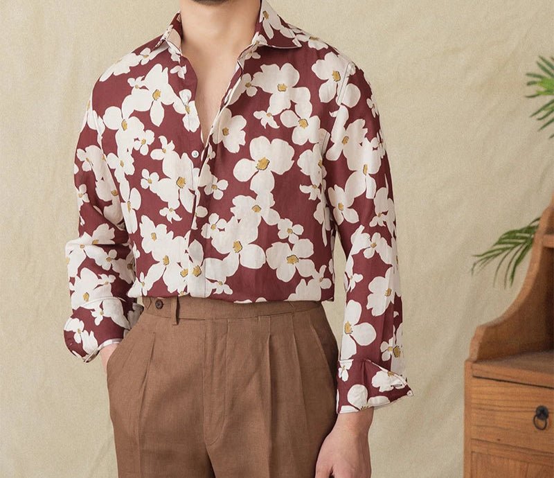 Vacation linen printed shirt - Antonios