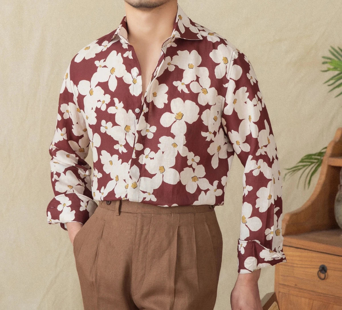 Vacation linen printed shirt - Antonios