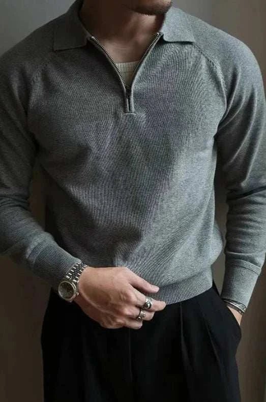 Vintage polo sweater with turn - down collar - Antonios