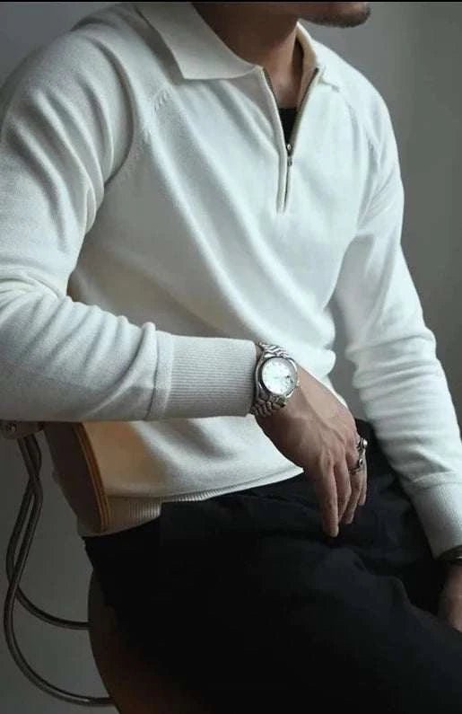 Vintage polo sweater with turn - down collar - Antonios