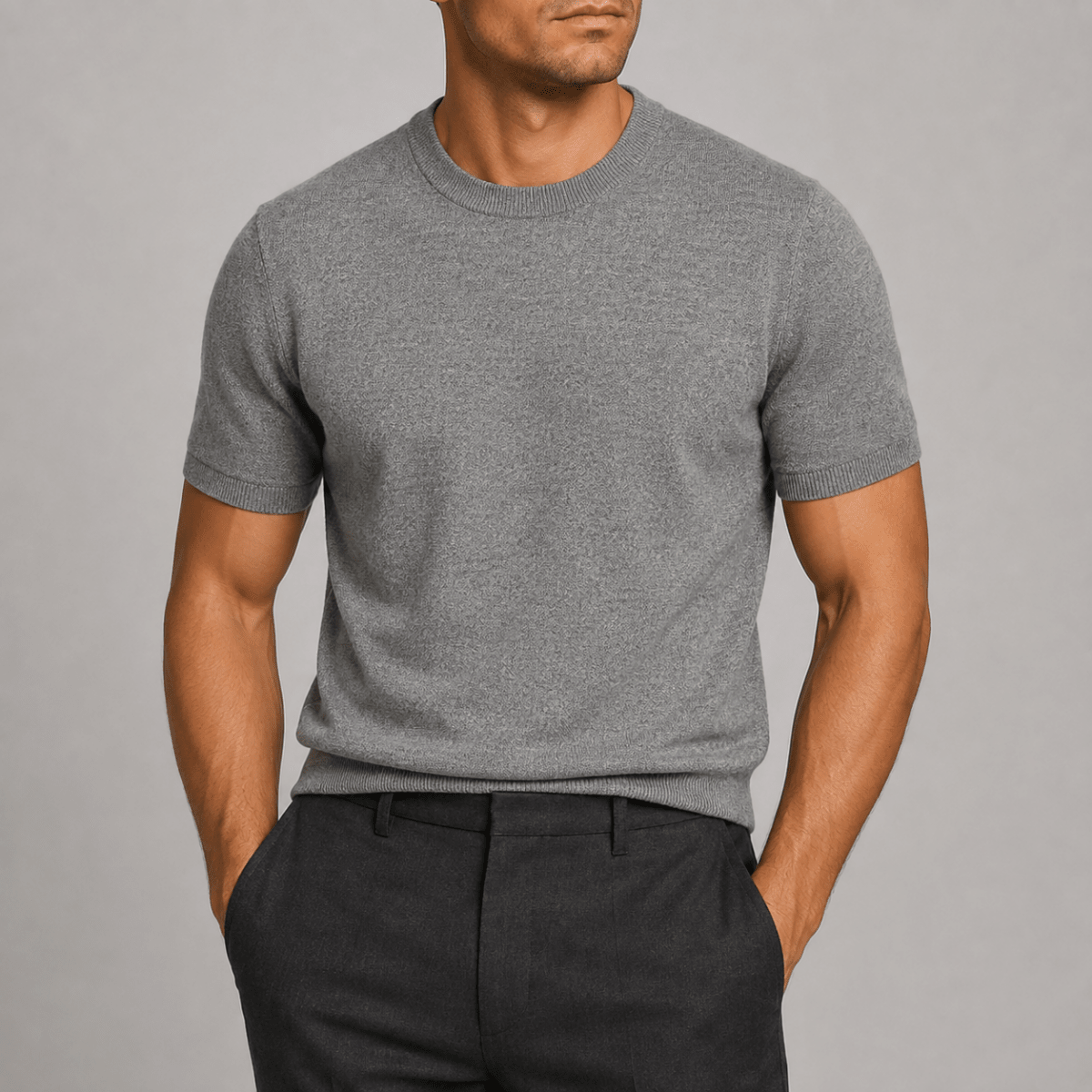 Vintage style casual t-shirt 100% combed cotton - AntoniosClothing - Heather gray