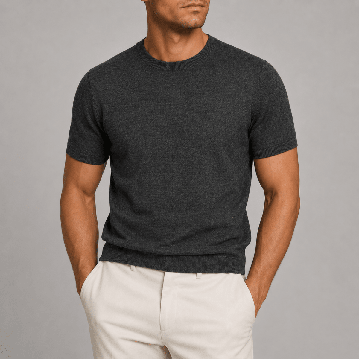 Vintage style casual t-shirt 100% combed cotton - AntoniosClothing - Black gray