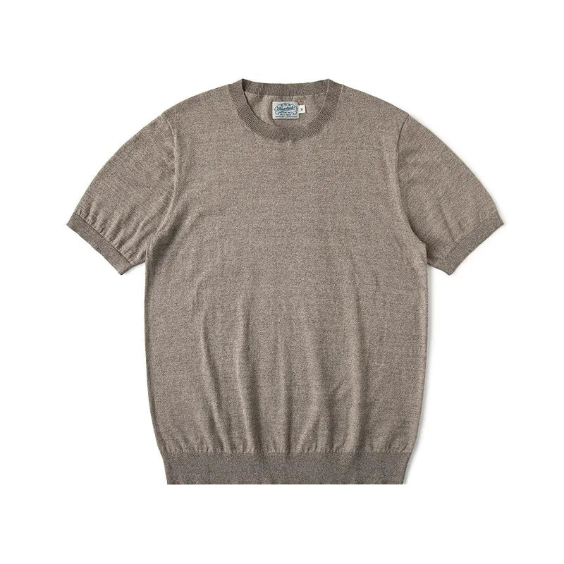 Vintage style casual t-shirt 100% combed cotton - AntoniosClothing - Mottled camel