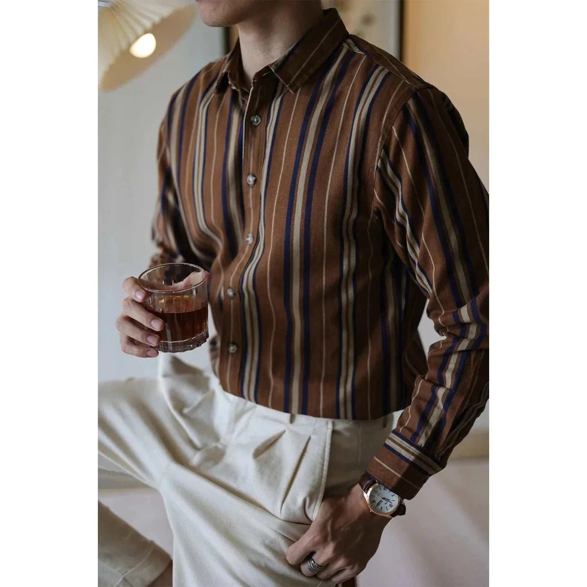 Vintage summer cotton shirt with stripes - Antonios
