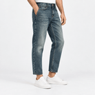 Vintage wash slim straight jeans - AntoniosClothing - Blue cropped