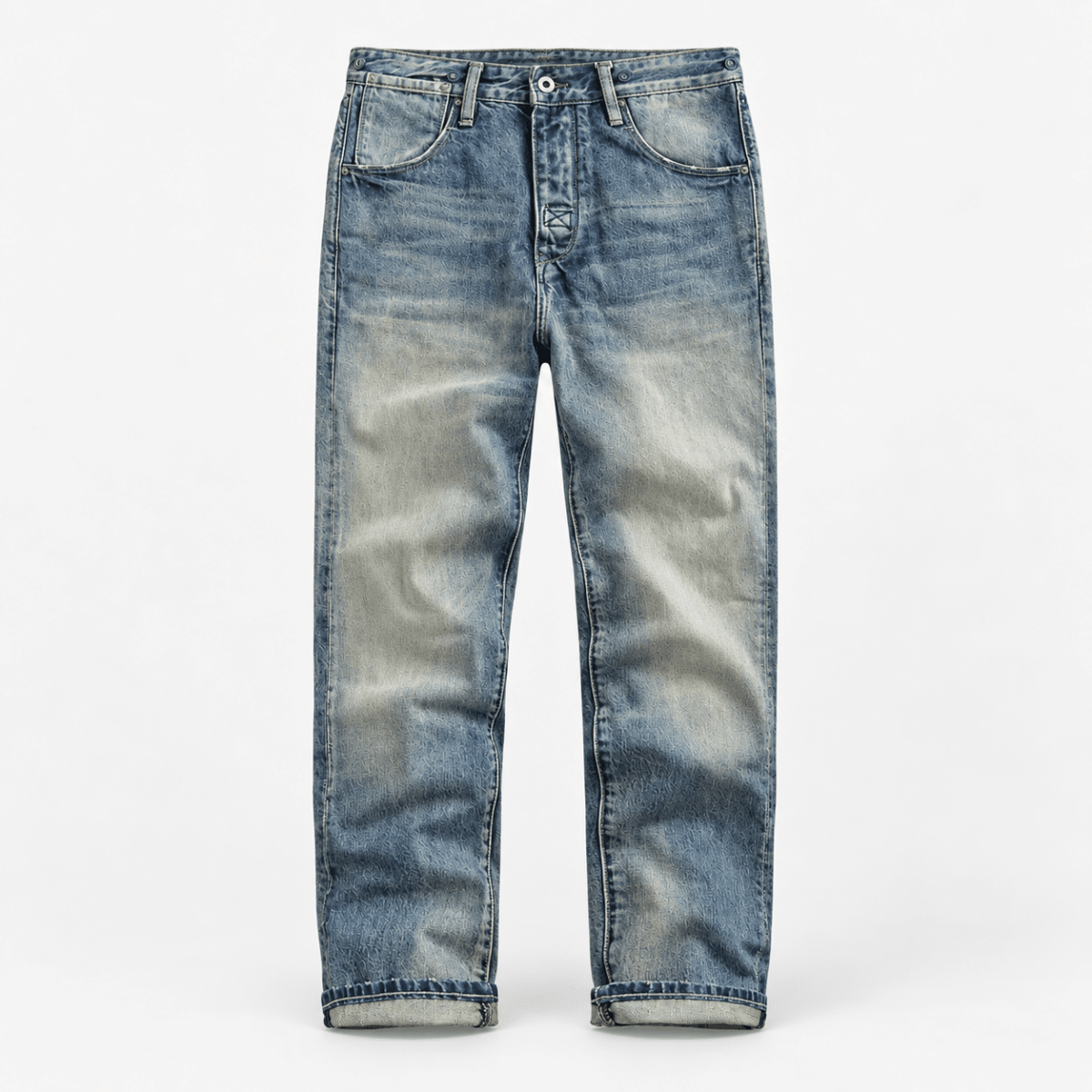 Vintage wash straight leg cotton jeans - AntoniosClothing - Vintage blue