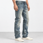 Vintage wash straight leg cotton jeans - AntoniosClothing - Vintage blue